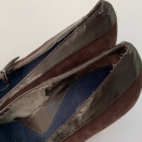 What's What by Aerosoles Brown Suede & Leather Round Toe Mary Jane Pumps - Picture 5 of 11
